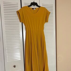 Ashley Blue Pleated Size M Mustard Maxi Dress